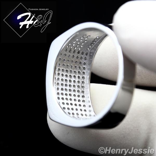 MEN SOLID 925 STERLING SILVER ICY BLING CZ RECTANGLE RING*SR1